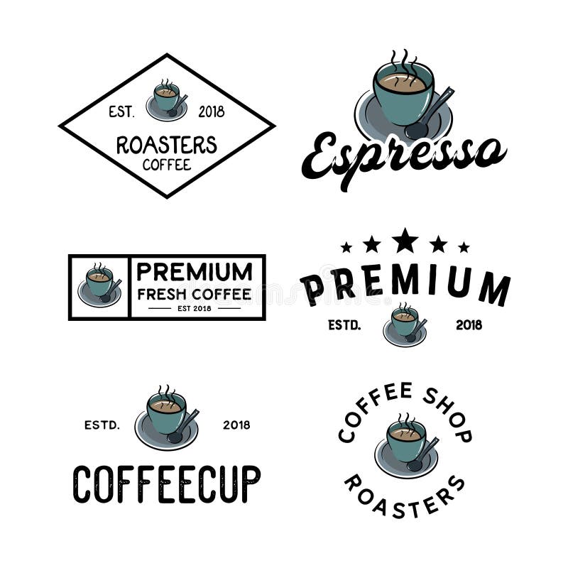 Coffee Shop Round Badges, Emblems, Labels or Logos Template Set Stock ...