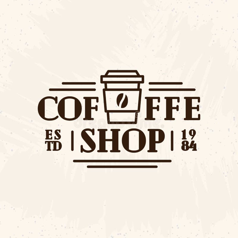 Coffee shoplogo med den pappers- linjen stil som för kopp kaffesvartfärg isoleras på bakgrund för kafé vektor illustrationer