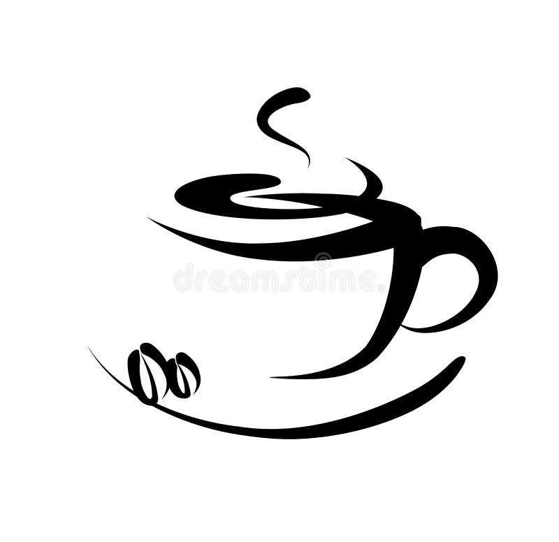 Il caffè e il logo, segno, illustrazione artistica.