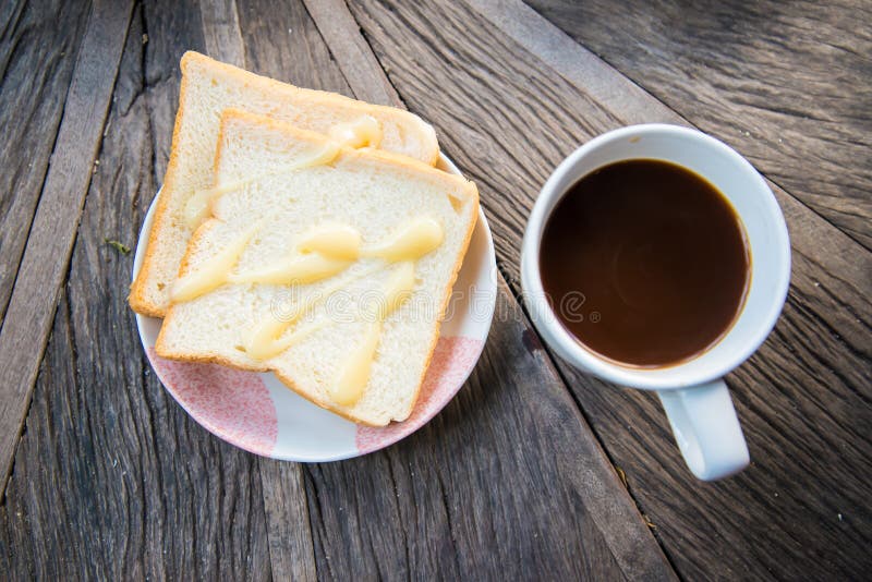 Coffee and a Slice of Bread Stock Image Image of snack, crust 71765365
