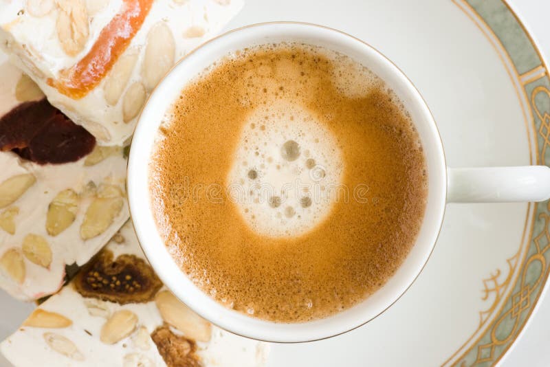 Coffee and snacks stock image. Image of liquid, foam, beverage 9594769