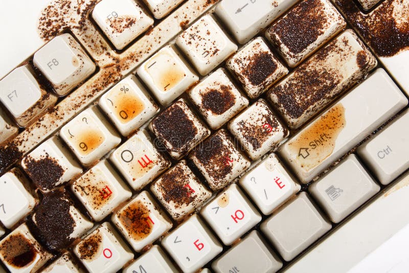 Coffee Spilling on Keyboard Stock Image Image of caffeine, table