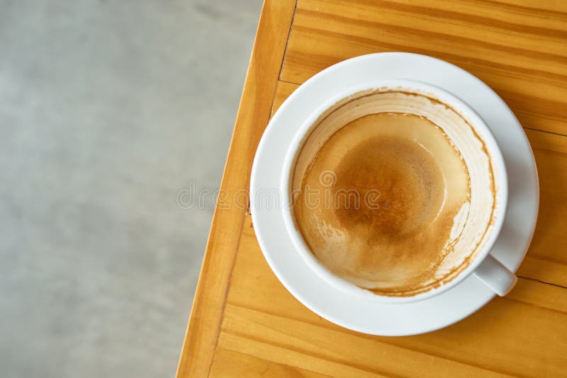 Coffee Stain in a Coffee Cup on Wood Table Stock Photo Image of white