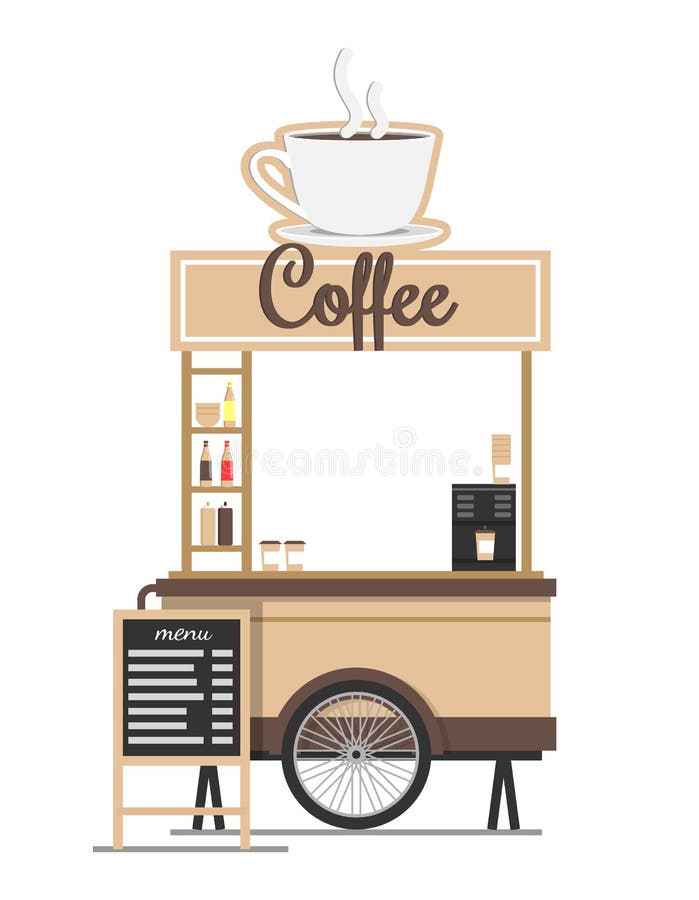 Coffee Stand with Board Menu Vector Ilustration Stock Vector - Illustration  of board, icon: 125239633