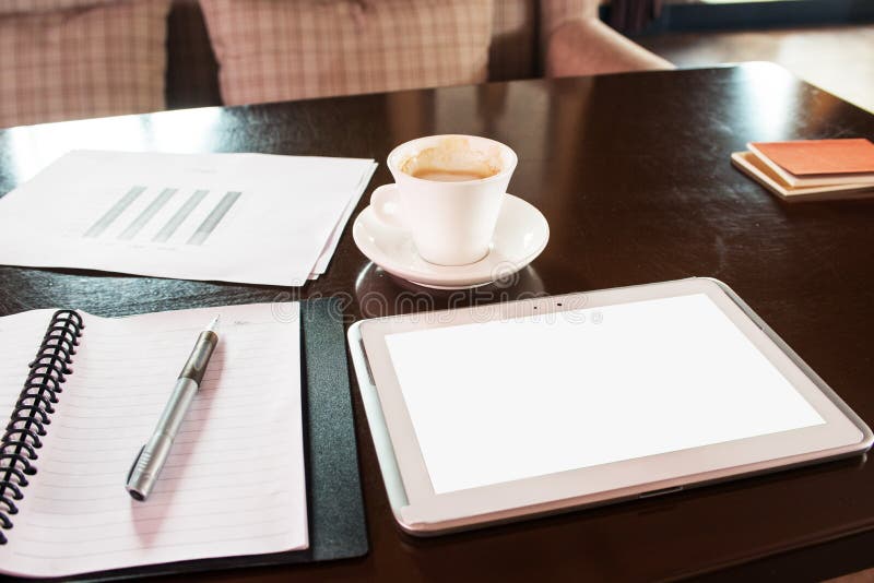 Coffee and Tablet PC stock image. Image of business, mobile 39325875