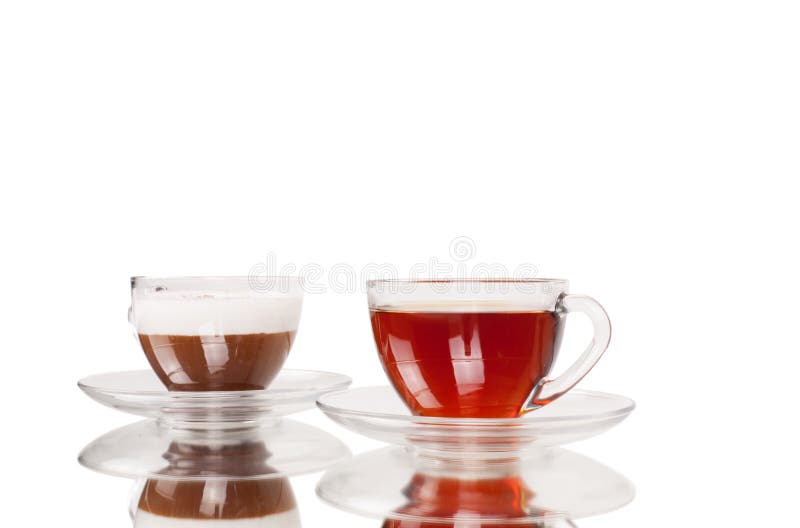 Coffee and tea cup isolated on white