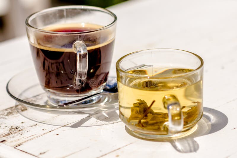 Coffee with tea stock image Coffee with tea stock image