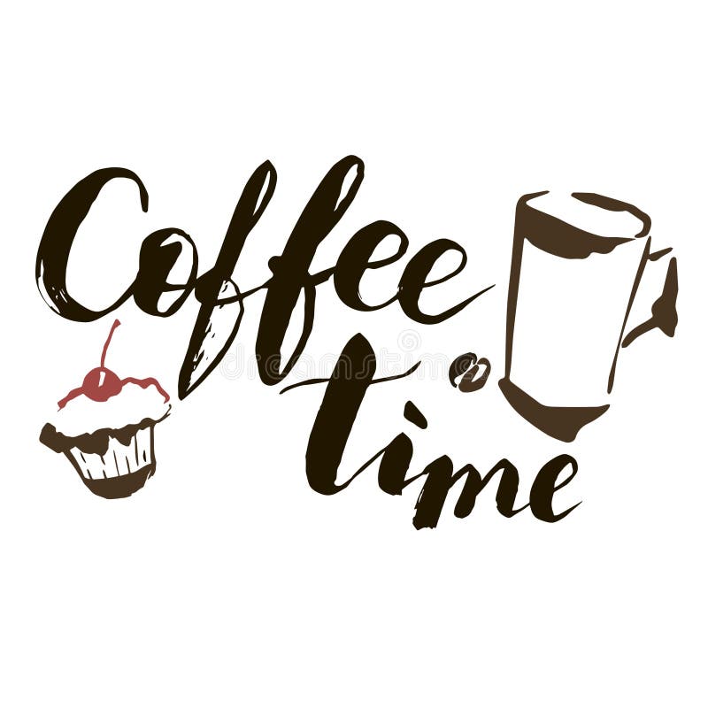 Coffee Time. Handdrawn Vector Artistic Illustration for Design