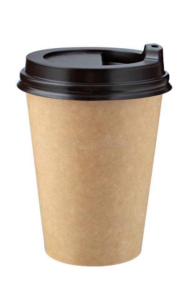 Coffee To Go in a Disposable Cup on Isolated a White Background. Empty Pick Up Kraft Coffee Cup