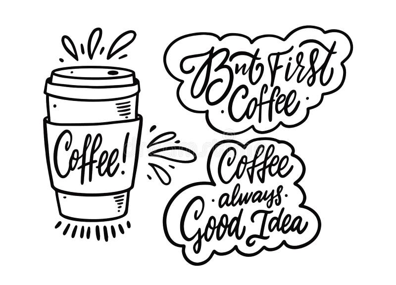 Latte Sign. Hand Drawn Vector Lettering Phrase. Cartoon Style Stock ...