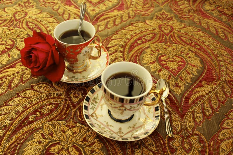 Coffee victorian cups stock image. Image of breakfast 40181377