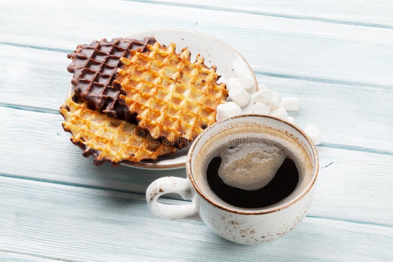 Coffee and waffles stock photo. Image of tasty, candy 101485926