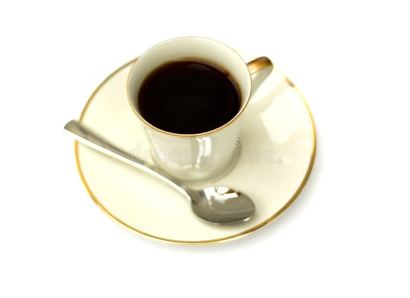 Coffee in white cup isolated