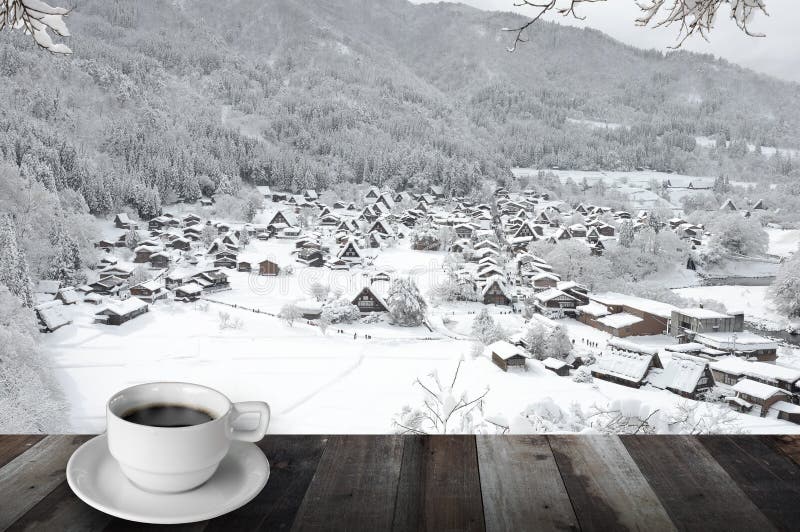 Coffee and winter snow stock photo. Image of scene, japan ...