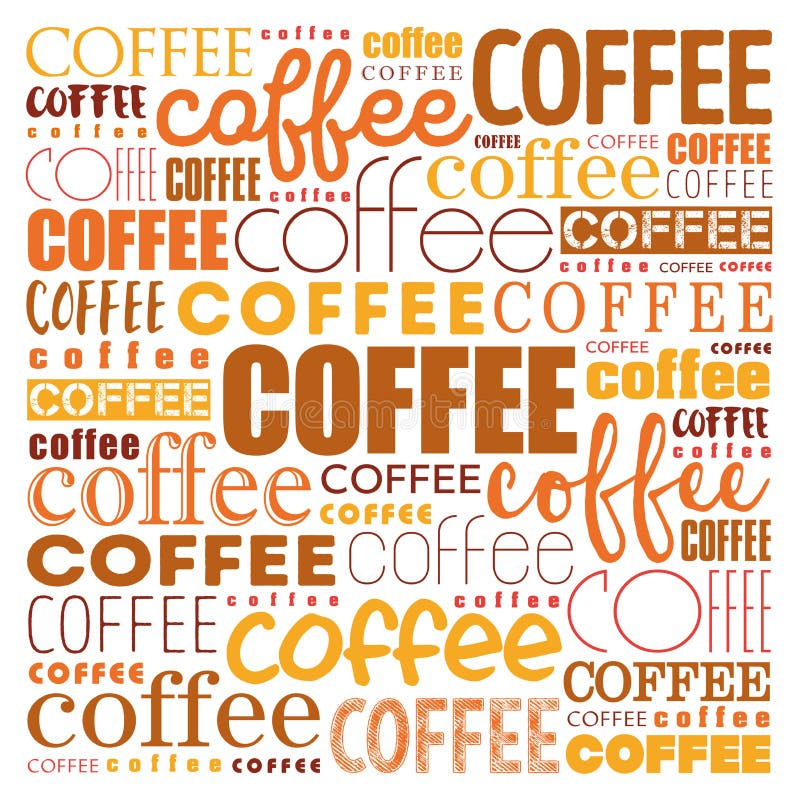 Coffee words cloud collage stock illustration. Illustration of cafe
