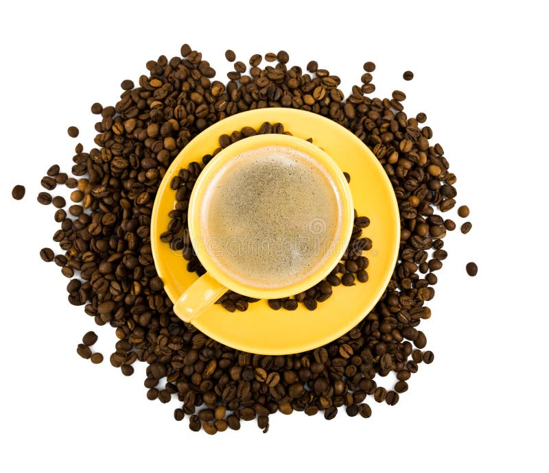 Coffee in yellow cup stock photo. Image of fresh, caffeine 29022064
