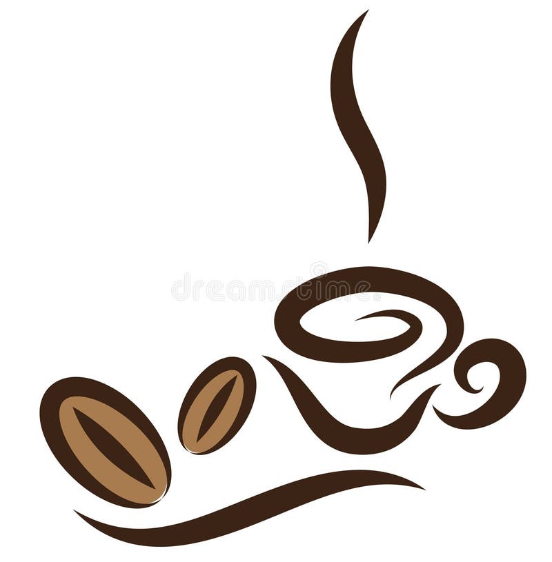 Vector stylized cup of coffee icon with beans. Vector stylized cup of coffee icon with beans.
