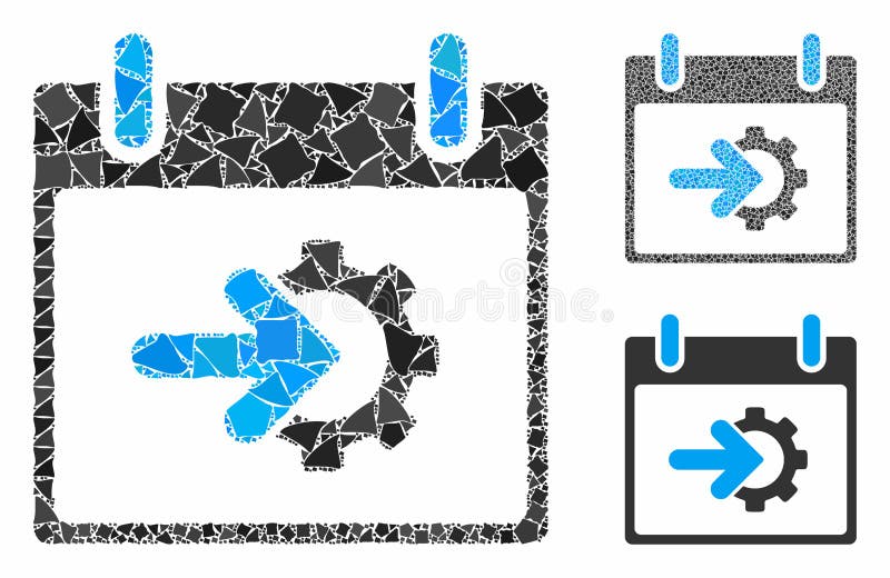 Cog integration calendar day Composition Icon of Uneven Pieces stock illustration