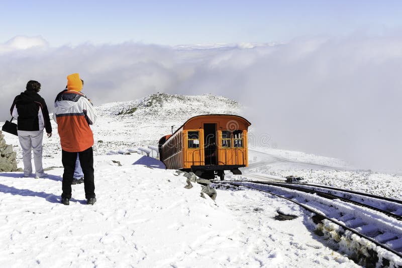 Cog Railway train leaving summit