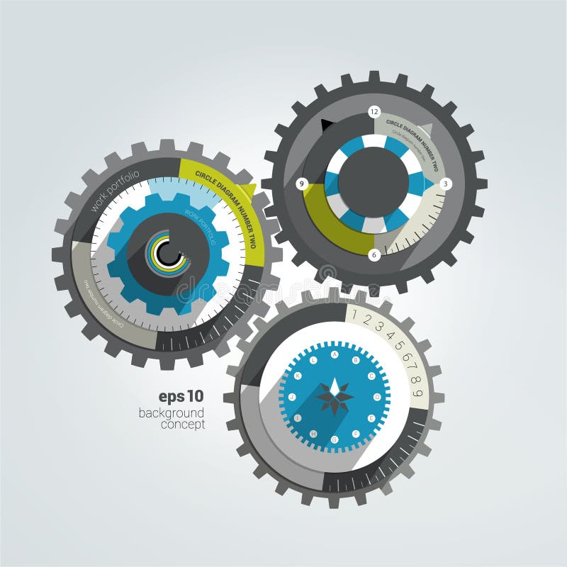 Cogwheel flat infographic diagram.