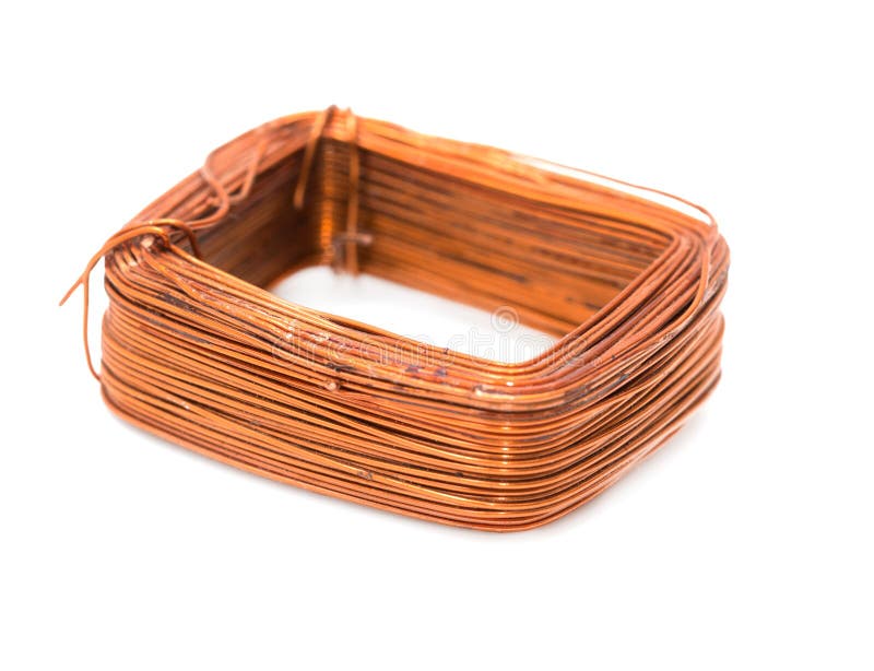 A Coil of Copper Wire on a White Background Stock Image Image of