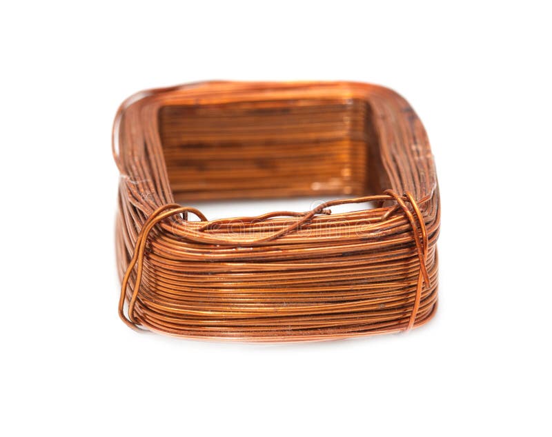 A Coil of Copper Wire on a White Background Stock Photo Image of