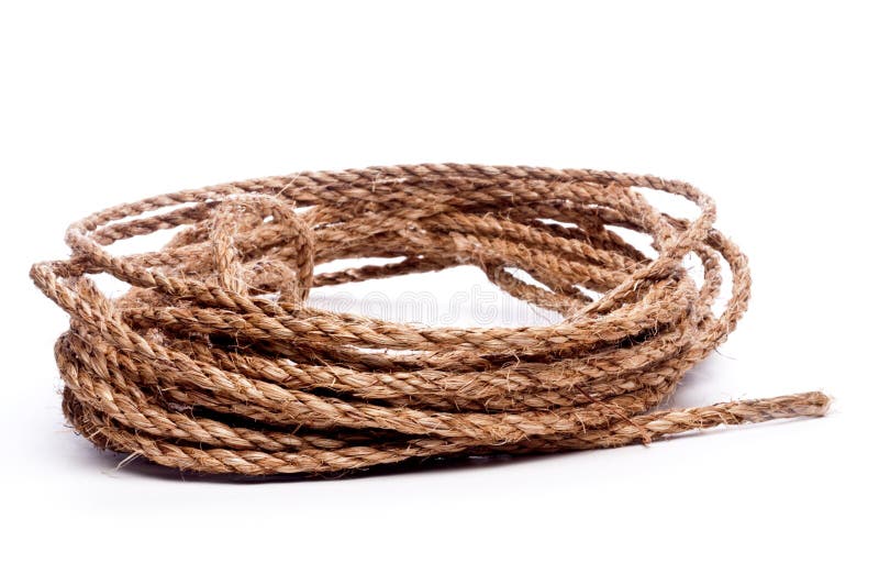 A coil of rope on white