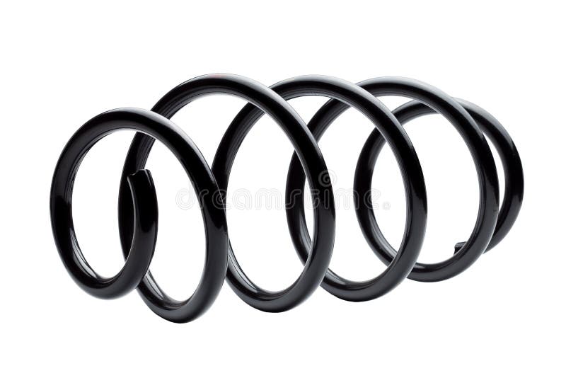 Coil Spring in Black Steel Car Suspension System Spare Parts. Stock