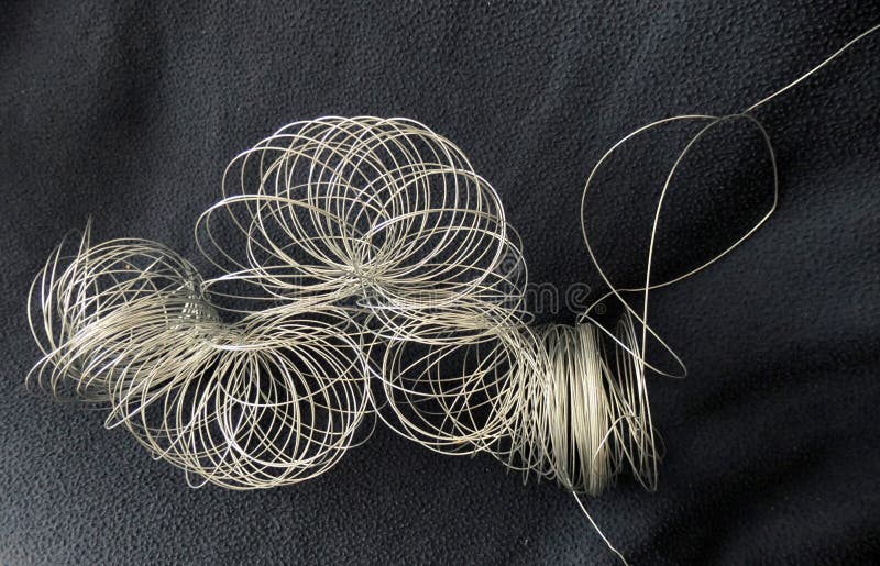 Coil of Thin Steel Wire on Cloth Background Stock Photo Image of line, thin 254143788