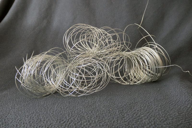 Coil of Thin Steel Wire on Cloth Background Stock Photo Image of