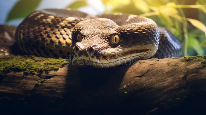 A Coiled Python in a Natural Habitat, AI Generative Stock Illustration ...
