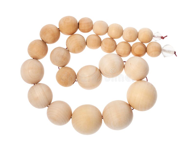 Coiled String Of Wooden Beads Isolated Stock Image Image of ball