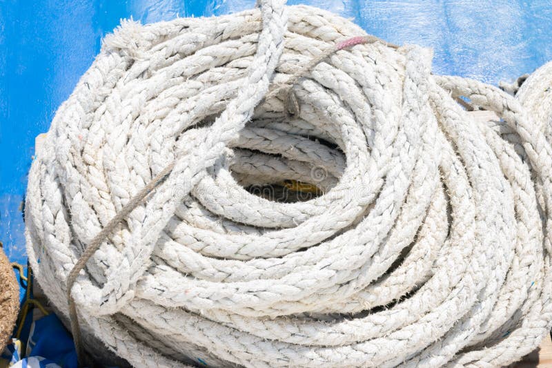 Coiled Thick Rope on the Ship in a Spiral Stock Photo - Image of bollard,  coastline: 160767458