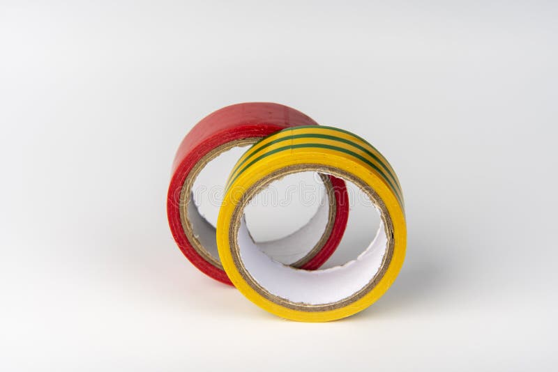 Coils of Duct Tape on a White Background. Adhesive Tape Stock Photo