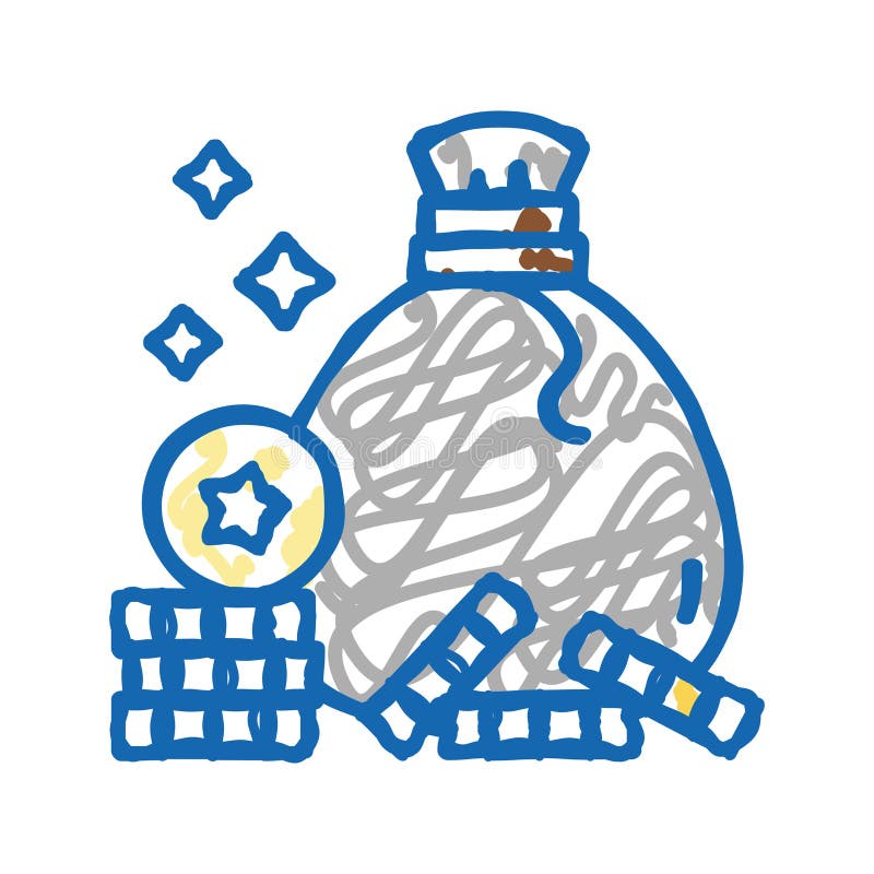 Coin bag award for win video game level icon doodle illustration royalty free illustration