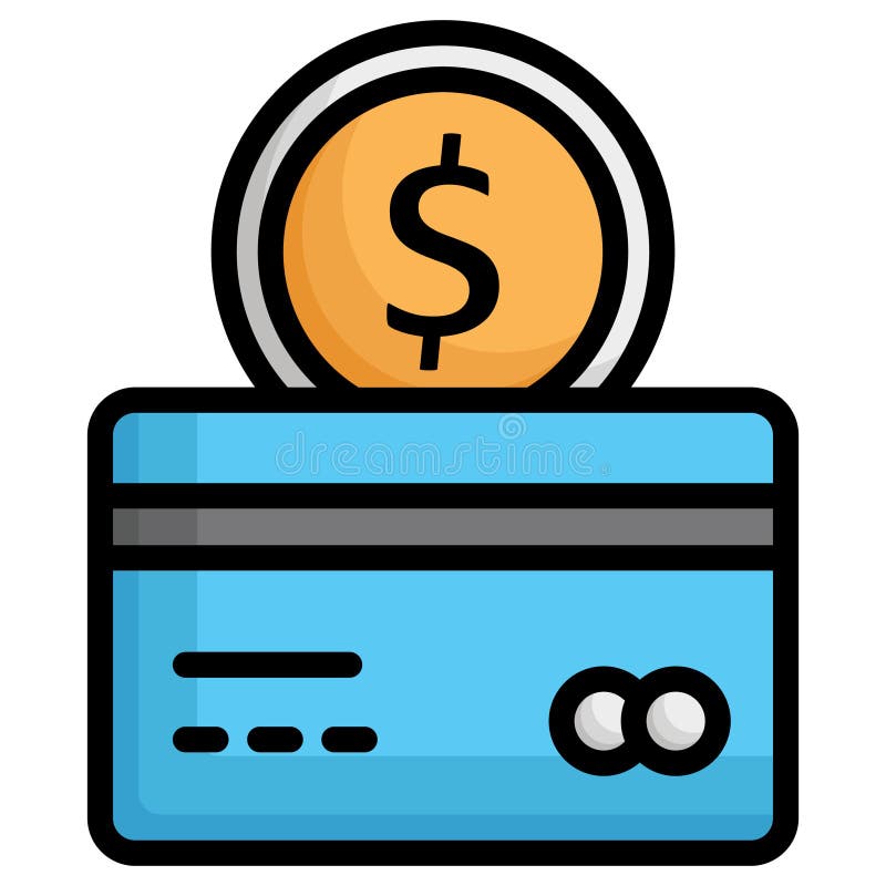 Coin, credit card Vector Icon which can easily modify stock illustration