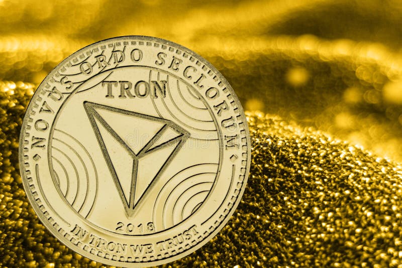 Coin Cryptocurrency Tron on Golden Background. TRX Stock Image - Image of exchange, cryptocurrency: 137613237
