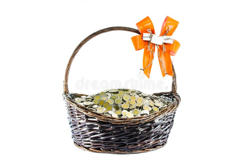 Coin Gift Baskets stock image. Image of buying, cutout 37951747