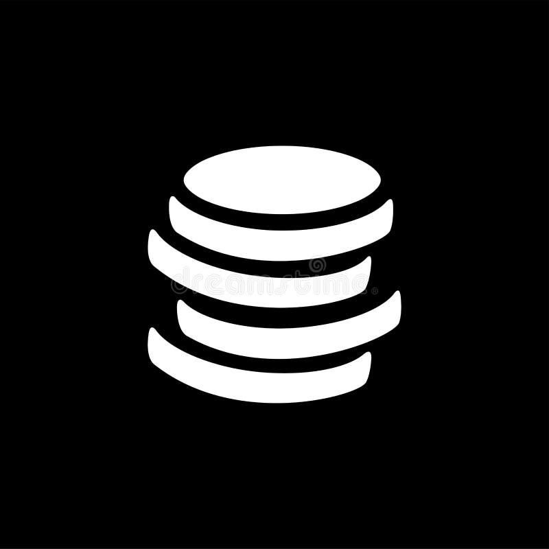 Coin Icon on Black Background. Black Flat Style Vector Illustration