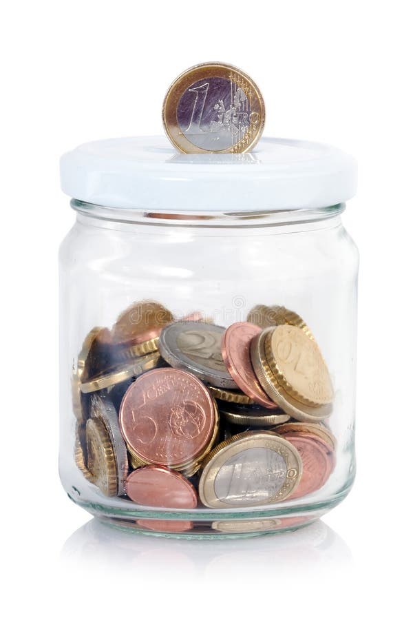 Coin jar stock photo. Image of coins, white, business 15074094