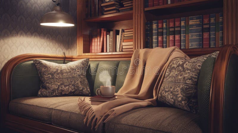 Coin lecture confortable avec ambiance lofi. créé par ai