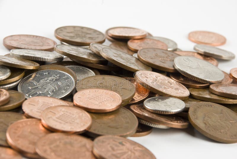 British Copper Coins, Isolated Stock Photo Image of royal, exchange 1306222
