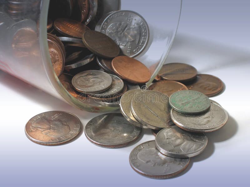 Coins in a cup stock image. Image of finance, glass, money 80505