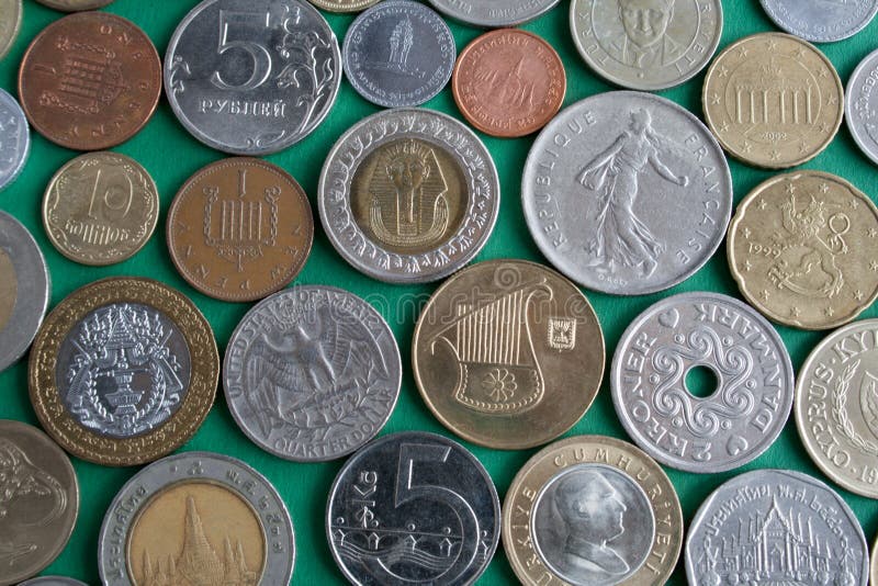 The Coins From Different Countries Stock Image Image of history