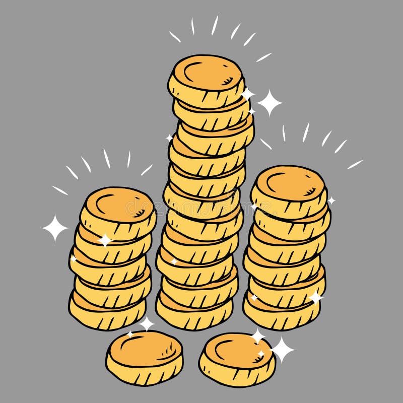 Coins Icon. Vector Illustration Money. Hand Drawn Stack Of Coins Stock ...