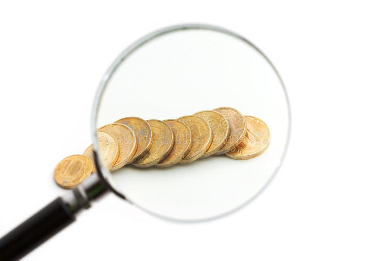 Coins Increased Magnifying Glass Stock Photos Free & RoyaltyFree