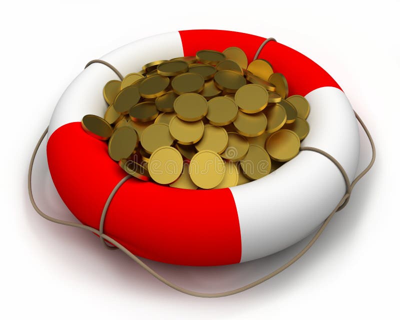 Coins in lifesaver.