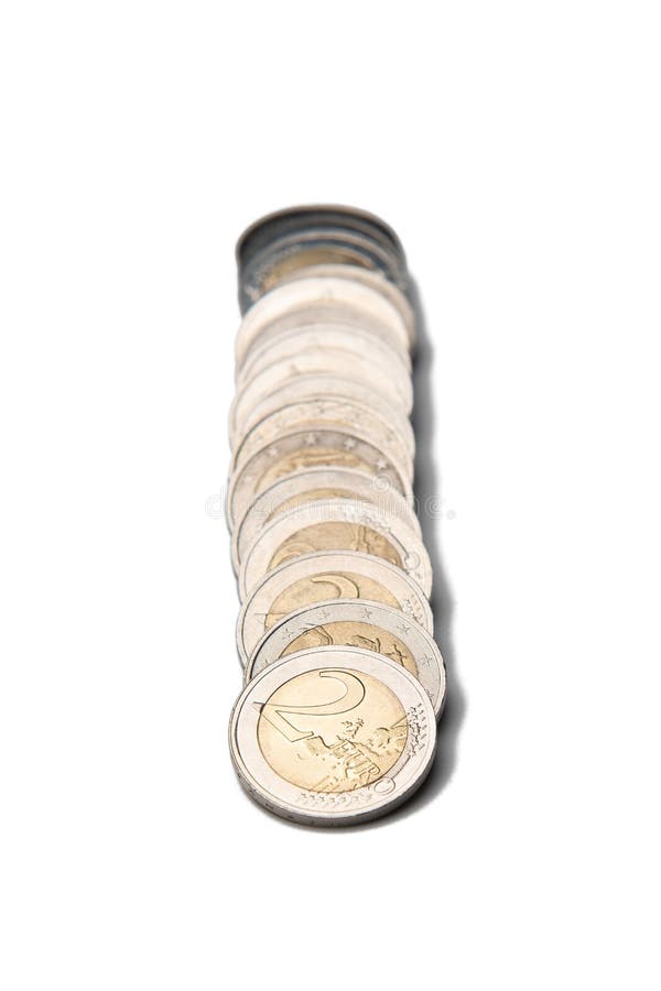 Coins organized in columns and rows isolated line stock photo