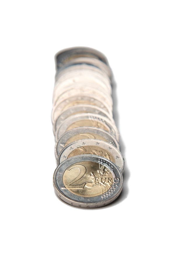Coins organized in columns and rows isolated line stock image