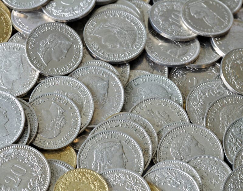 coins schweizare royaltyfri foto coins schweizare royaltyfri foto